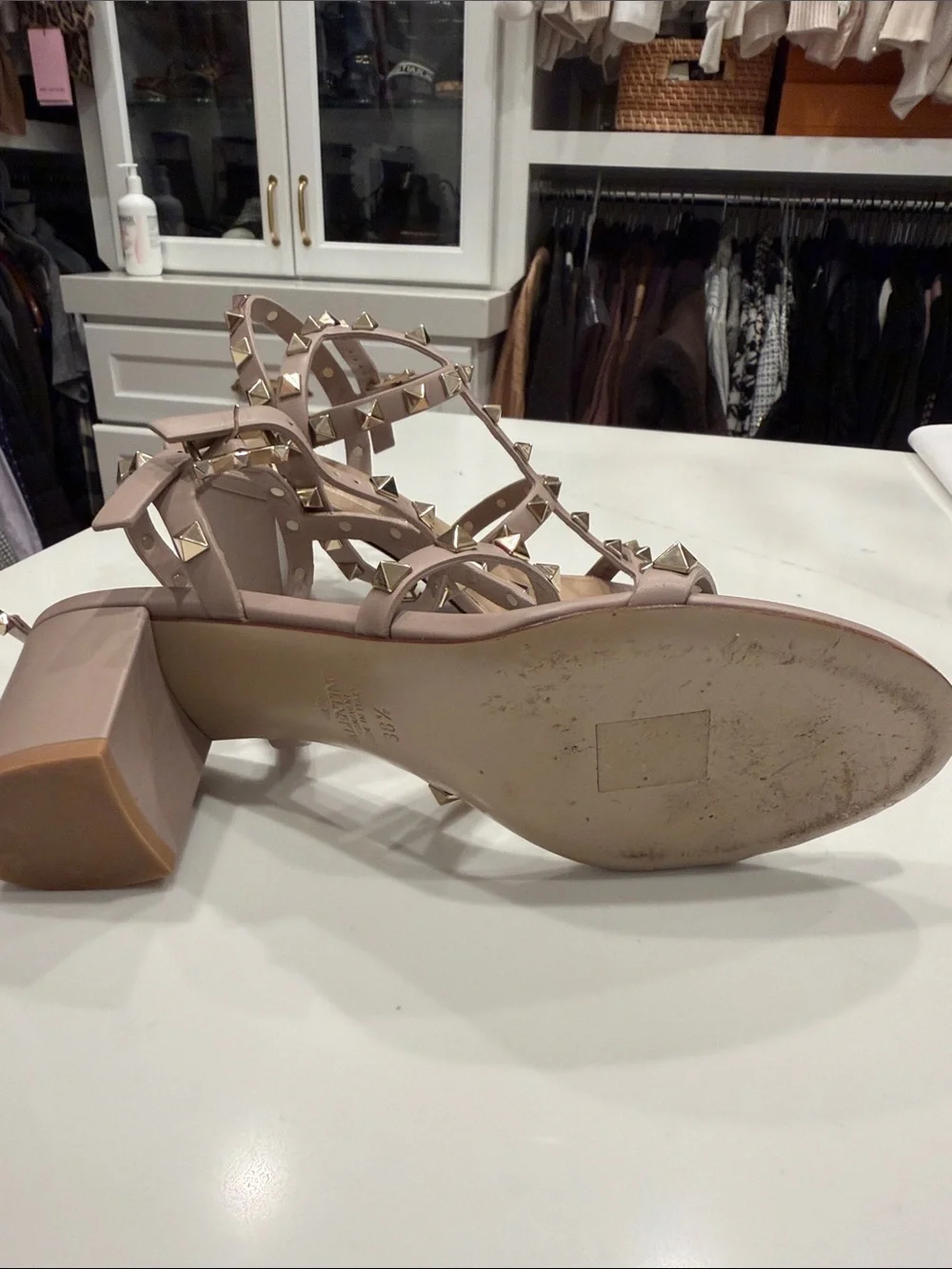 Valentino Pink Rockstud Strappy Flat Sandals